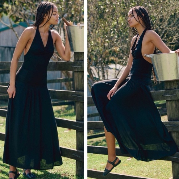 NWT free people Sasha Convertible Maxi Dress in Black Size: XS, S - Picture 1 of 5